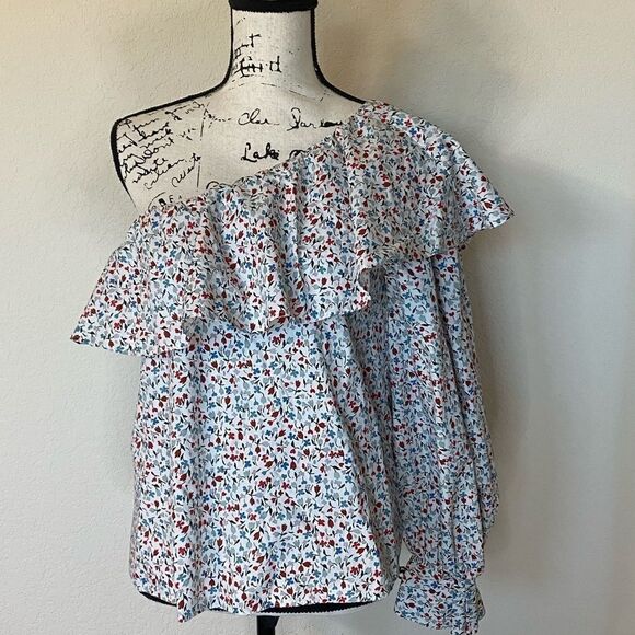 Zara Basics Floral One Shoulder Top - Picture 3 of 10